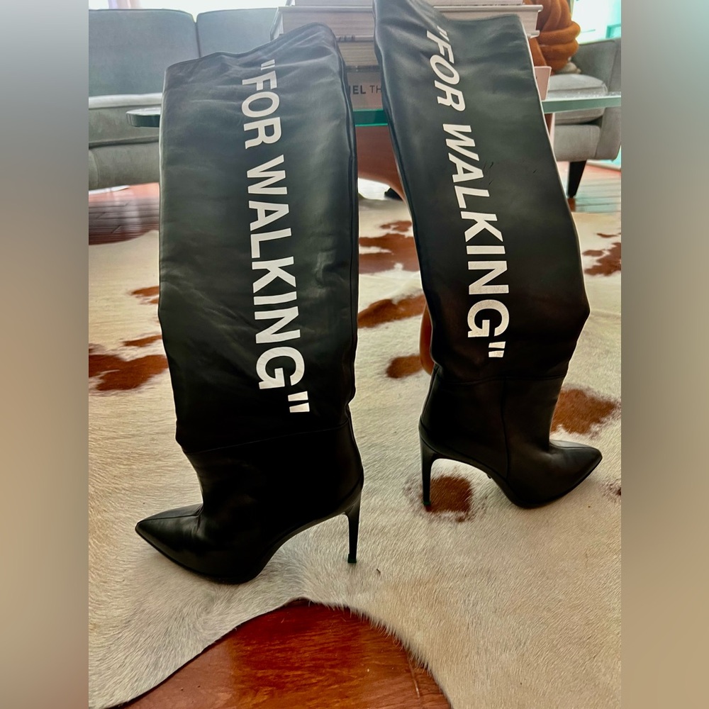Off-White x Virgil Abloh For Walking Leather Boots 100mm - Black IT 37 Size 7